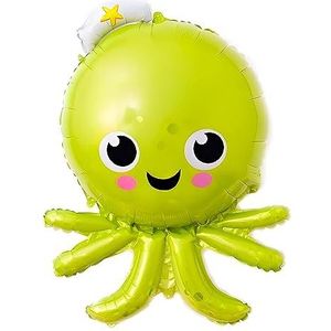 Groene octopus folieballon, ca. 84,5 x 59 cm - geweldige decoratie voor kinderverjaardagen, zeethemafeesten, zomerfeesten, foto-rekwisieten, geschenken, verrassingen, duurzaam, herbruikbaar