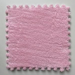 Pluizig schuimrubber puzzeltapijt, 5-delige eenvoudig te installeren vierkante tapijttegels, schuimmatten for slaapkamers, klimmat(Pink,30x30cm)