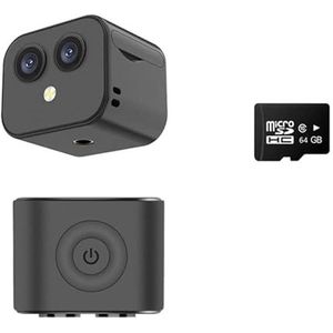 Actiecamera 4K Mini Camera Draadloze WiFi Micro Dual Surveillance Cam IP Hotspot Nachtzicht Smart Home Sport Monitor Ingebouwde Batterij (Color : Camera add 64G)