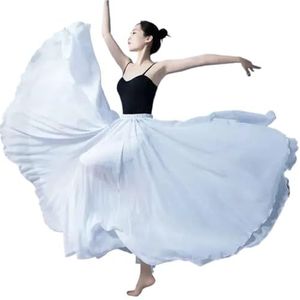 Flamencorok for vrouwen 180/360/540/720 graden volle cirkel swingrok Spaanse danskostuum Volwassen vloeiende geplooide gelaagde rok for optredens Halloweenfeest Rode krijt thema-outfit(Grizzly_180)