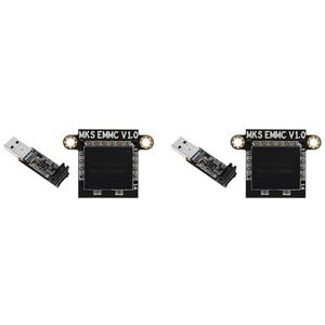 Goufride 2X MKS EMMC 32G Geheugenuitbreidingskaart+MKS EMMC-ADAPTER V2 USB 3.0 Kaartlezer voor Neptune 4/4 Pro/4 Plus/4 MAX