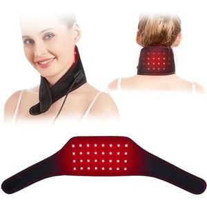 JOBYNA Rood en infrarood lichttherapieriem voor hals, 660 nm, 850 nm, rode lichttherapie, infraroodlamp voor pijn, pulsmodus, timer, instelbare temperatuur