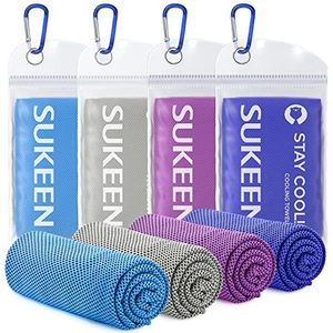 Sukeen 4 stuks koelhanddoek (101,6 x 30,5 cm), ijshanddoek, zachte ademende koude handdoek, microvezel handdoek voor yoga, sport, hardlopen, sportschool, training, kamperen, fitness, training en meer