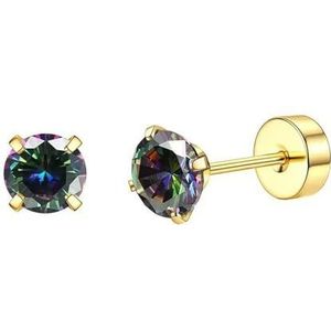 1-5 Paar Hypoallergeen Roestvrij Staal 18G Kleine Opaal CZ Flat Back Kraakbeen Stud Oorbellen Piercing Sieraden Set voor Mannen Vrouwen