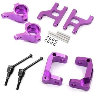 MANGRY Front Lower Suspension Arm Hub Carrier Base C Steering Cup Aandrijfas 1/10 Fit for Tamiya CC01 TA02 TA03 4WD Buggy RC Auto OP (Size : Full set Purple)