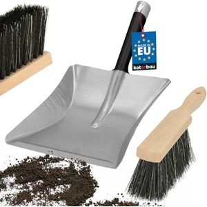 KOTARBAU® handborstel en schop met steel gegalvaniseerd staal stoffer en blik metaal veegset handbezem met schop handborstel hout stoffer en blik metaal schop & bezemsets
