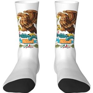 Evengigy Vlag van Mexico Grappige Sokken Crazy Fashion Cool Gepersonaliseerde Zachte Crew Sokken voor Mannen Vrouwen Unisex, Wit, One size