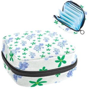 Opbergtas voor maandverband, menstruatiecup zakje, menstruatiezak, organizer voor vrouwelijke pads tampons, blauwbonnet bloemenpatroon