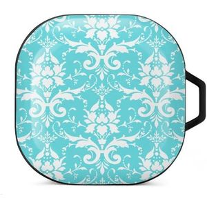 Bloemmotief Oordopjes Hoesje Compatibel met Samsung Hard Shell Beschermhoes Zwart-Stijl