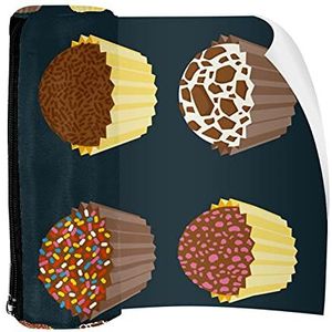 Potlood Case Pen Tas Houder met Rits Coin Organizer Tassen Make-up Cosmetische Pouch voor Vrouwen Tiener Meisjes Jongens Kinderen, Toffee Chocolade Bal