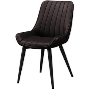 Eetkamerstoelen, waterdichte PU-lederen eetkamerstoelen, moderne keukeneetkamerstoelen, accentstoelen met metalen poten, comfortabel for keukenlounge, boerderij(Black Legs,BROWN)