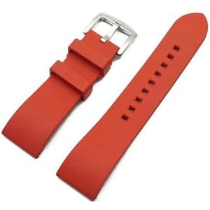 Jeniko Quick Release FKM Horlogebanden Mannen Vrouwen Duikhorloge Accessoires Premium Grade Fluor Rubber Horlogeband 20mm 22mm 24mm (Color : Red-silver, Size : 24mm)