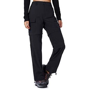Cycorld Dames Wandelaarsbroek - Zip-Off Trekkingbroek, Ademend Wandelaarsbroek voor Dames, Sneldrogende Stretch Afneembare Zip-Off Outdoorbroek, Zomer Functionele Broek(Zwart, S)
