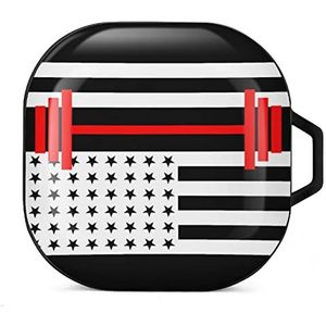 Gewichtheffen Amerikaanse vlag oordopjes hoesje compatibel met Samsung hard shell beschermhoes zwart-stijl
