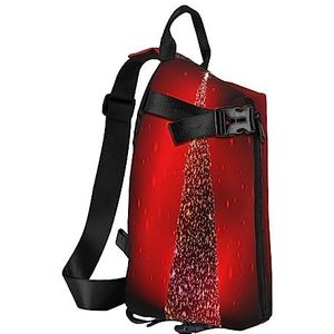 Sling Rugzak Borsttas Voetbal Anti Diefstal Crossbody Schoudertas Dagrugzak Outdoor Sport Reizen Wandelen voor Mannen Vrouwen, Kerstboom Xmas Glittering, Crossbody Backpack