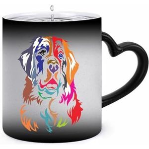 Kleurrijke Berner Mountain Dog Koffie Mok 11oz Kleur Veranderende Mokken Hartvormige Handvat Warmtegevoelige Verkleuring Cups