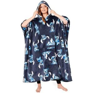 Disney Stitch Deken Hoodie voor Vrouwen en Tieners - Gezellige Oversized Fleece Poncho One Size Sherpa Capuchon - Stitch Geschenken Navy