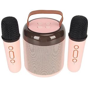Luidspreker 2 Draadloze Microfoons Set, Prachtige Draagbare 5.3 Karaokemachine RGB-licht voor Slaapkamer voor Feest (Roze)