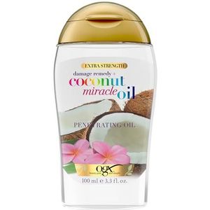OGX Coconut Miracle Oil Extra Strength Penetrating Oil (100 ml), hydraterende haarolie voor droog, beschadigd, broos haar met kokosolie, tiare essentie en vanillestotenextract