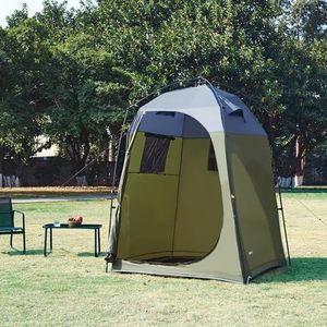 pro.tec Douche tent Ayas pop-up tent mobiele omkleedtent draagbaar camping toilet privacyscherm outdoor strandtent 150x150x200 cm groen en grijs