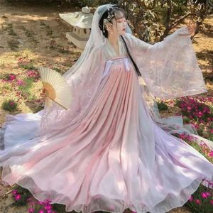 AJOHBM Kant Tule Vrouwen Chinese Traditionele Jurk Vrouwelijke Oude Stijl Fairy Kostuum Plus Size Tang Pak Chinese Hanfu Gewaad