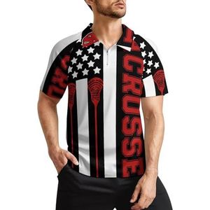 Amerikaanse vlag Lacrosse Gear heren golfpoloshirts klassieke pasvorm T-shirt met korte mouwen bedrukt casual sportkleding top XL