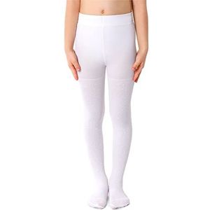 NOQ Dunne panty voor kinderen met mooie opdruk meisjes patroon 40 DEN school dansceremonie casual, zojka bianco, 104/110 cm