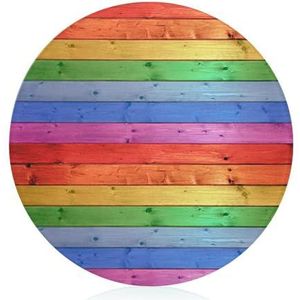 Rustieke Oude Schuur Hout Regenboog Snijplank Ronde Dienblad Slagers Blok Snijplank Voor Carving Vlees Groenten Kaas En Brood