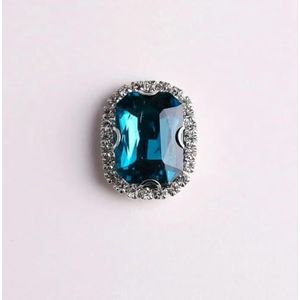 Rechthoekig glaskristal met strass ketting in zilveren metalen klauwinstellingen Naai kleding schoenen diy trim-A5 blauwe zirkoon-10x14mm 20st