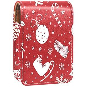 Gepersonaliseerde Lipstick Case Draagbare Make-up Tas Cosmetische Pouch Lippenstift Houder Make-up Organizer Kerst Decoraties Klokken Snoep Sokken Sneeuwvlok Rood, Meerkleurig, 9.5x2x7 cm/3.7x0.8x2.7 in