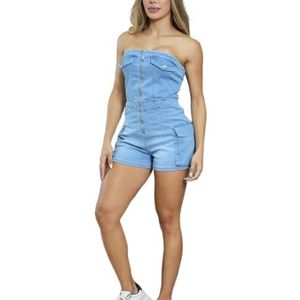 LoprNsdgt Womens Tube Denim Rompertjes Zomer Strapless Stretch Bodycon Jean Jumpsuit Clubwear,Blauw,3XL