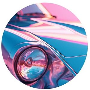 DEQORI Rond wandbehang, zelfklevend, diameter 100 cm, neonklassieker, textielcanvas, verwijderbaar, decoratief en vormvast, voor woonkamer, kantoor, hal of kinderkamer