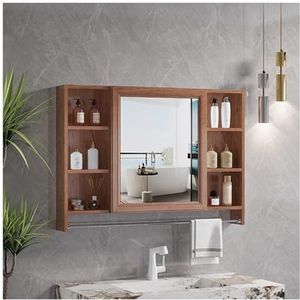 Badkamer spiegelkast, spiegelkast for badkamer, badkamer medicijnkastje, dubbele deur gespiegelde badkamer kast opbergkast wandmontage, kast spiegel(B,W100*H70cm/W39.4*H27.6in)