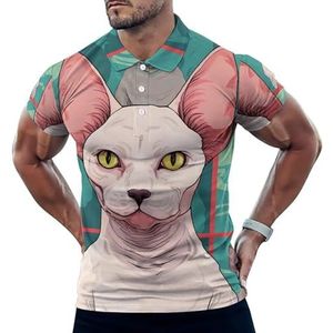 Leuke Sphynx Katten Casual Poloshirts Voor Mannen Slim Fit Korte Mouw T-shirt Sneldrogende Golf Tops Tees 3XL