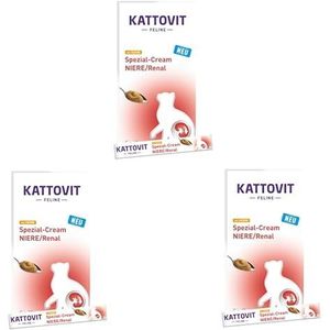 Kattovit Speciale crème nier/renal met kip, verpakking van 3 stuks, 3 x 6 x 15 g, aanvullende voeding voor volwassen katten, geheel zonder suiker en kleur- en conserveringsmiddelen