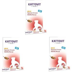 Kattovit Speciale nier/Renal Crème met kip | 3-pack | 3 x 6 x 15 g | Aanvullende voeding voor volwassen katten | Volledig zonder suiker en kleur- en conserveringsmiddelen