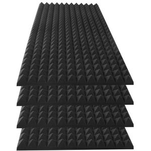 HWLIYUTAI Akoestische schuimpanelen, 4 stuks, piramidepanelen, 122 x 60 x 5 cm, geluidsabsorberende panelen, hoge dichtheid, wigtegels, brandwerende, akoestische panelen voor thuis, kantoor,