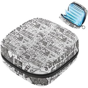 MUOOUM Maandverband Opbergtas, Xmas Merry Christmas Patroon Menstruatie Cup Pouch, Draagbare Maandverband Pads Opbergzakken Vrouwelijke Menstruatie Eerste Menstruatie Tas voor Tiener Meisjes Vrouwen