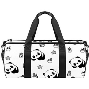 Kerstman bal handschoen sok patroon reizen duffle tas sport bagage met rugzak draagtas gymtas voor mannen en vrouwen, Eenvoudige Panda Baby Sterren Patroon, 45 x 23 x 23 cm / 17.7 x 9 x 9 inch