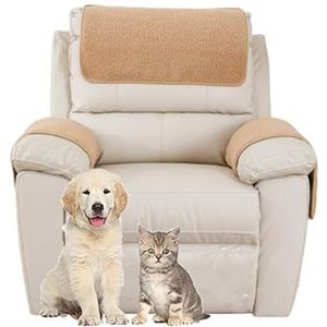 Hoes voor sofa, armleuning, hoofdsteun voor ligstoel, lamsfluwelen fauteuilhoes, antislip gewatteerde meubelbeschermer met zakken voor honden, kinderen en huisdieren (Camel, 1-zits - 3-delig)