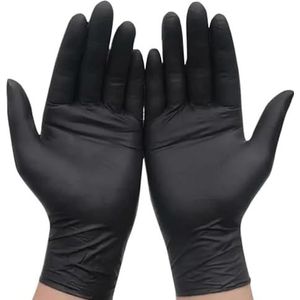 100/50/20 stuks zwarte nitril handschoenen, verdikt, wegwerpbaar, for het schoonmaken, haarverzorging, waterdicht, afwas, tatoeages(Black50PCS,L)