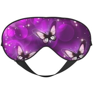 Paarse vlinder unisex elastische verstelbare gesp ontwerp verduisterende slaap oogmasker voor thuis reizen yoga kantoor dutje
