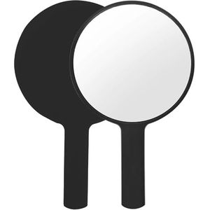 Naapesi Handspiegel, make-upspiegel, kappersspiegel, professioneel, rond, veelzijdig voor reizen, badkamer, kantoor, make-up, schoonheid (zwart)