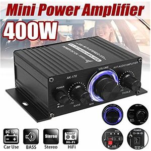 Audioversterker, 40 0W 2 * 200W Stereo Hifi Auto Home Subwoofer Auto Geluid Audio Versterker Amp Geluid Speaker Digital EDR Audio LED Ontwerpversterkers(AK170 NO Bluetooth)
