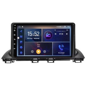 Dubbele DIN Android 14 autoradio voor Mazda 3 Axela 2014-2018 9 Duim QLED Touch screen-met Draadloze Carplay Android Auto GPS navigatie 4G WiFi Stuurwielbediening achteruitrijcamera(P4 4G+WIFI 8Core 2