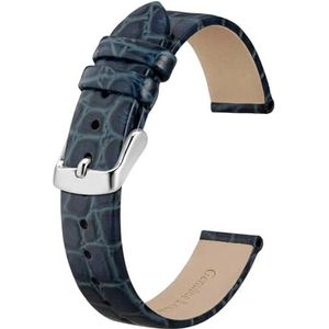 INEOUT Lederen Horlogeband For Dames Vrouwen 8mm 10mm 12mm 14mm 16mm 18mm 19mm 20mm Vervanging Band Roestvrij Gesp (Color : Blue-Silver, Size : 8mm)