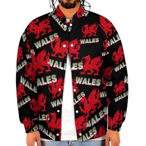 Wales Dragon Grappige mannen Baseball Jacket Gedrukt Jas Zachte Sweatshirt Voor Lente Herfst