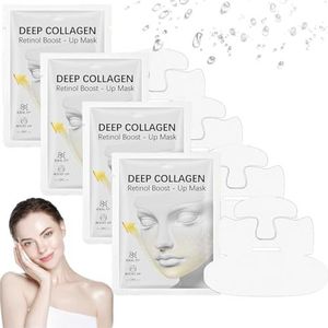 Bluile collageenmasker, diepe collageen retinolspanning Boost-up masker,Voor het aanscherpen en tillen van het gezicht,Smile -lijnen gladmaken,Collageen retinol-liftmasker,4PCS