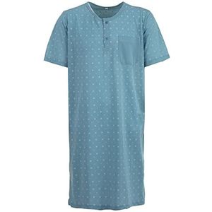 LUCKY Heren nachthemd korte mouwen effen met borstzak slaapshirt, groen, XL