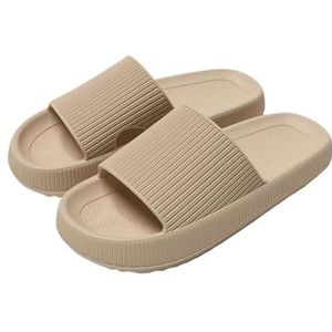 Vrouwen Sandalen Wolk Slippers Mannen Dikke Zool Schoenen Voor Mannen Zomer Strand Slides Badkamer Anti-Slip Thuis Slipper Zachte Sandalen Mode Flip-Flops Heren Sandalen, Een Khaki, 36-37 (fit 35-36)